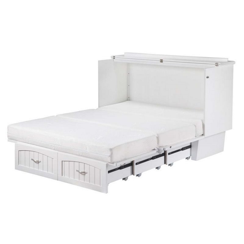 Bowery Hill Modern Solid Wood Queen Murphy Bed Chest in White