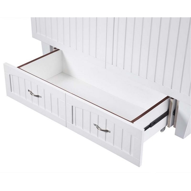 Bowery Hill Modern Solid Wood Queen Murphy Bed Chest in White