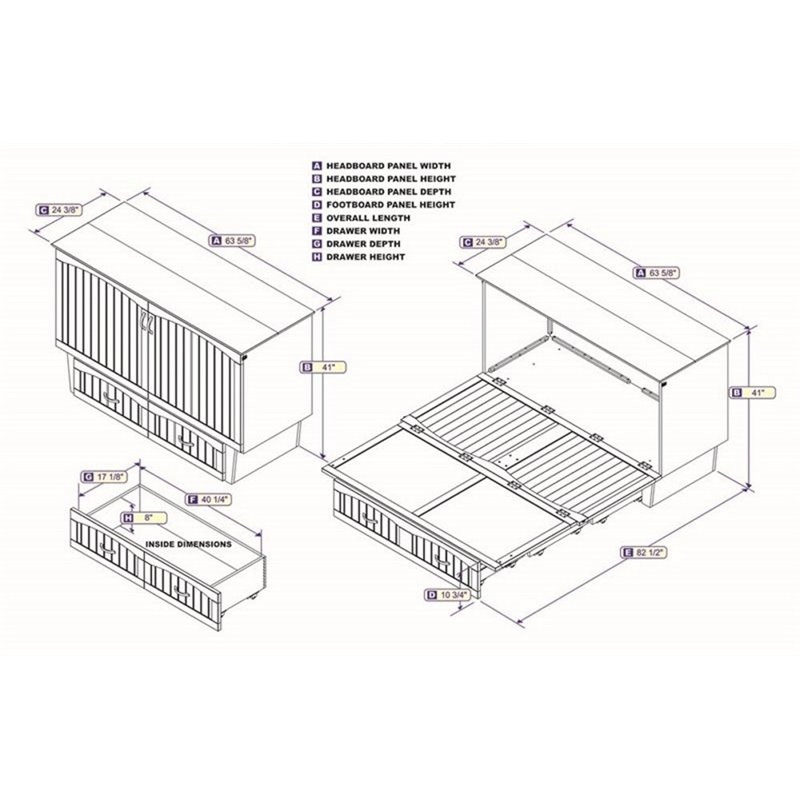 Bowery Hill Modern Solid Wood Queen Murphy Bed Chest in White