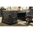 Bowery Hill Executive Desk in Black with Reddish Brown Rub Though