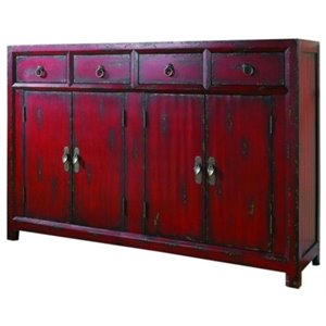 bowery hill accent chest console with storage in rich red