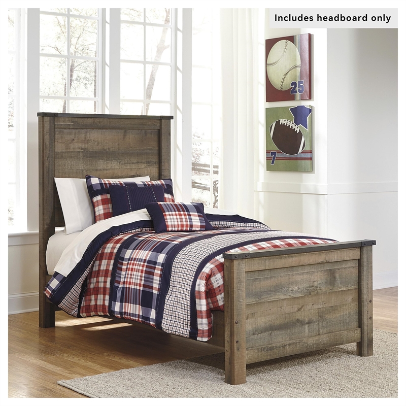 Bowery Hill Engineered Wood Twin Panel Headboard in Rustic Brown
