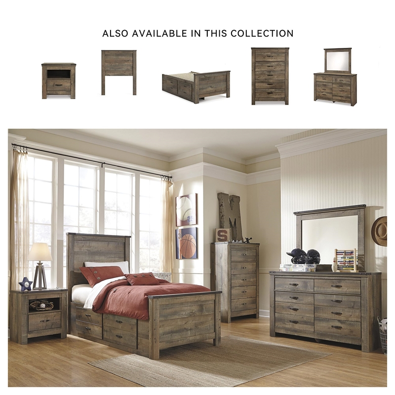 Bowery Hill Engineered Wood Twin Panel Headboard in Rustic Brown