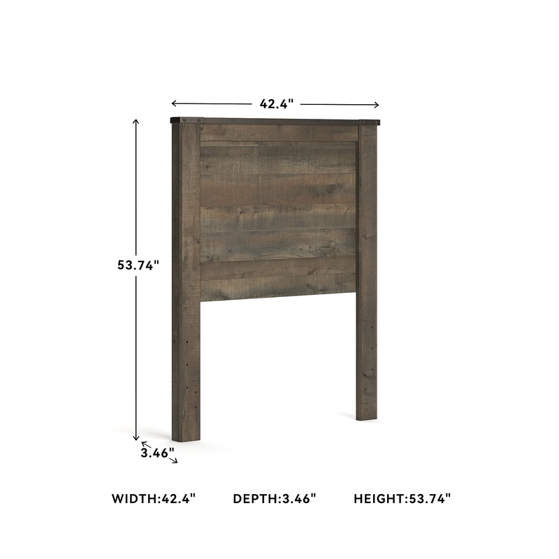 Bowery Hill Engineered Wood Twin Panel Headboard in Rustic Brown