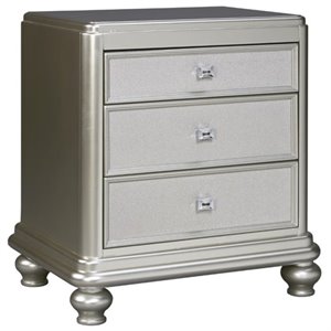bowery hill 3 drawer nightstand in silver