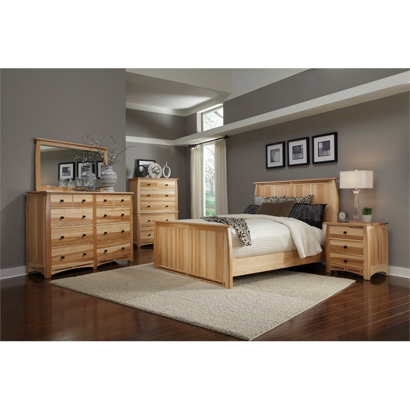 Bowery Hill Solid Wood Queen Panel Bed in Natural