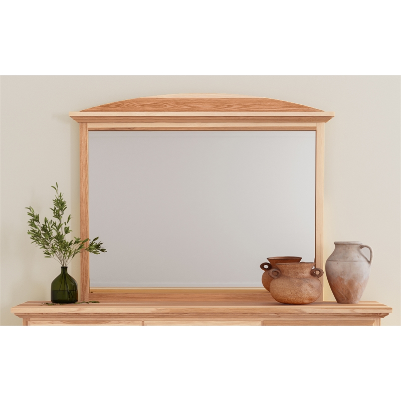 Bowery Hill Solid Wood Arch Landscape Mirror in Natural
