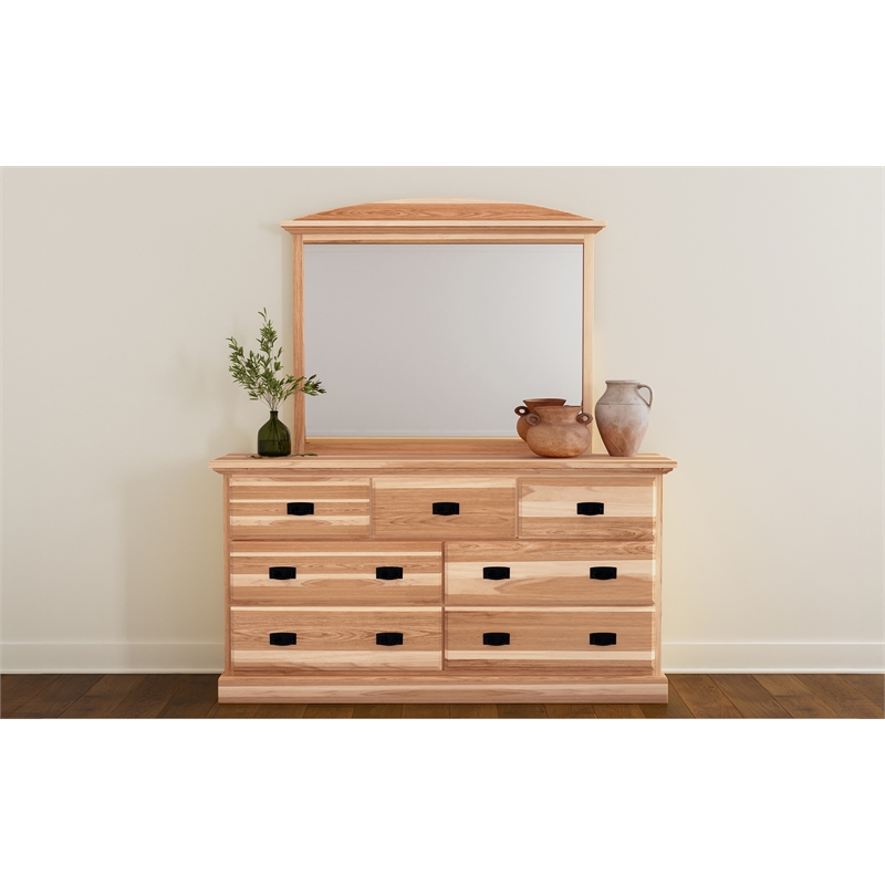 Bowery Hill Solid Wood Arch Landscape Mirror in Natural
