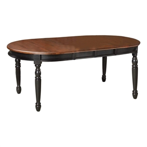 Bowery Hill 76&quot Solid Wood Extendable Oval Dining Table in Black