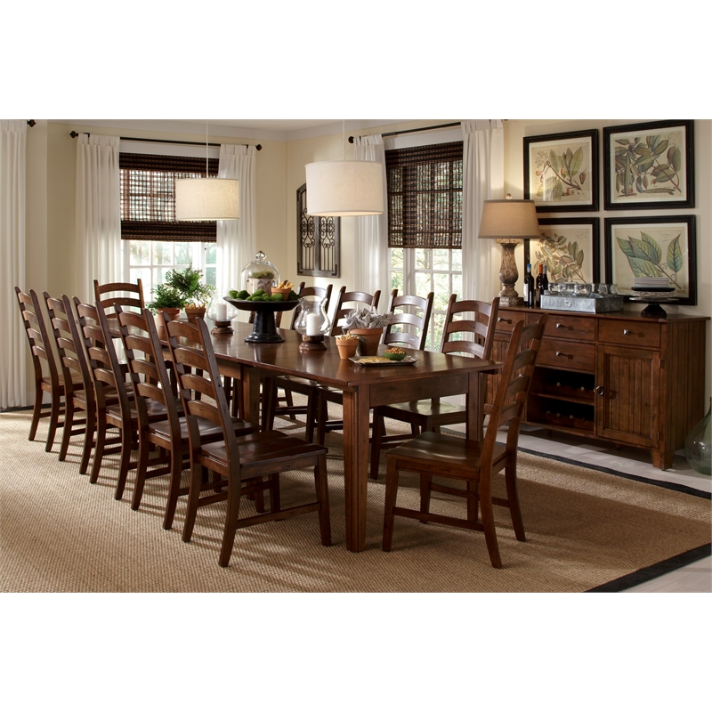 Bowery Hill Solid Wood Extendable Dining Table in Rustic Amber