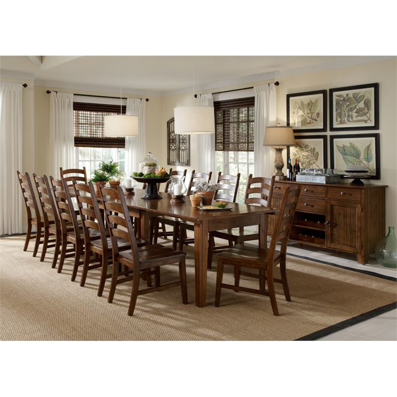 Bowery Hill Solid Wood Extendable Dining Table in Rustic Amber