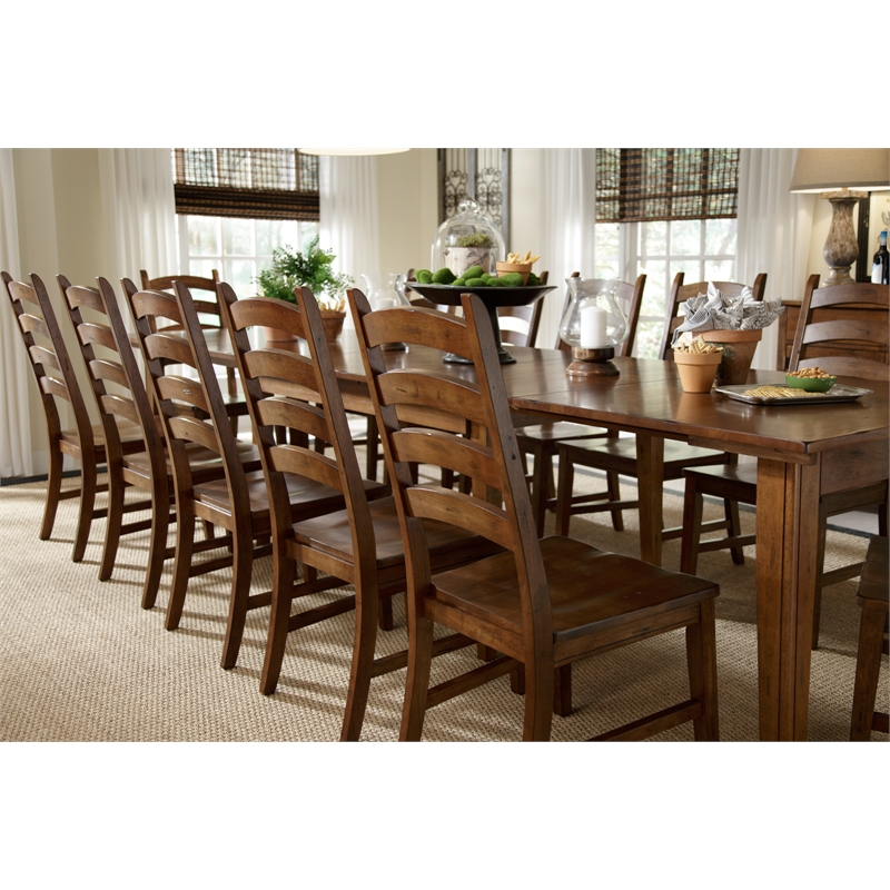 Bowery Hill Solid Wood Extendable Dining Table in Rustic Amber