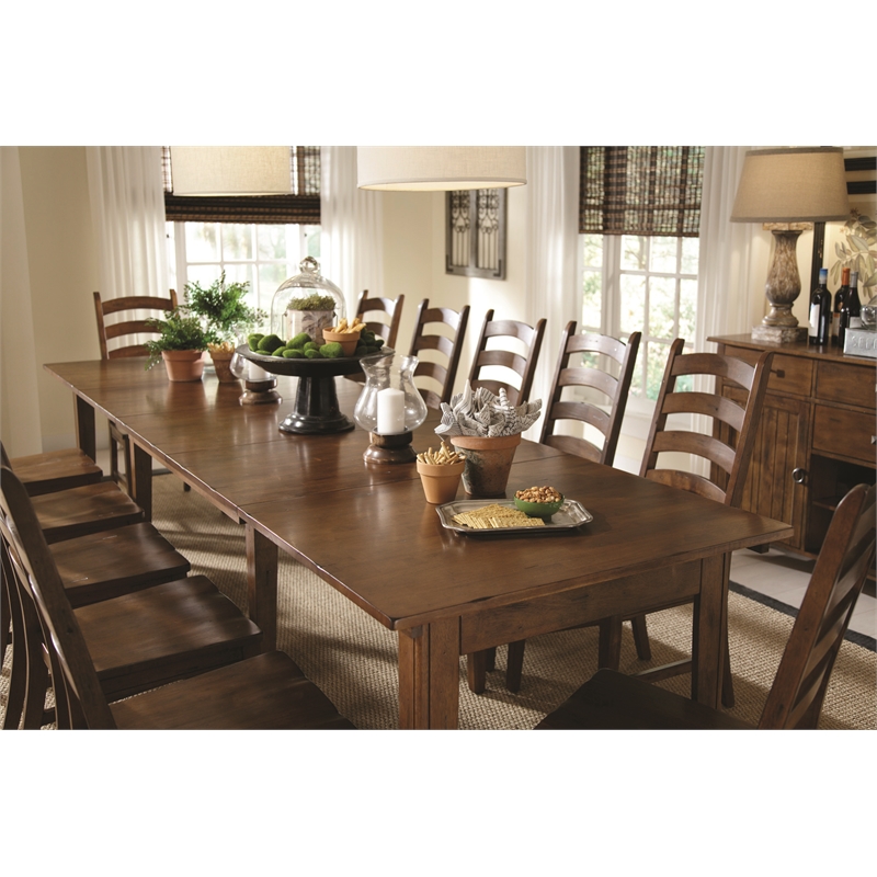 Bowery Hill Solid Wood Extendable Dining Table in Rustic Amber