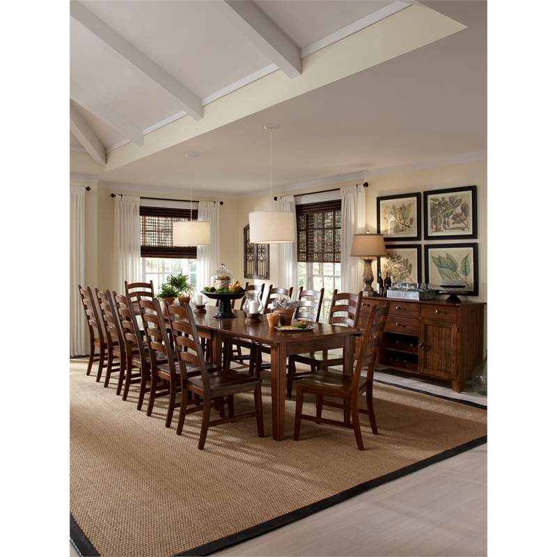 Bowery Hill Solid Wood Extendable Dining Table in Rustic Amber