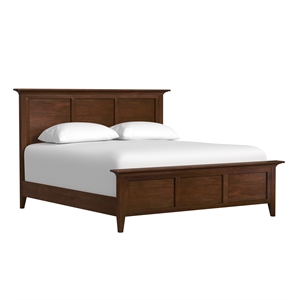 Bowery Hill Farmhouse Solid Wood Queen Panel Bed in Cherry Brown