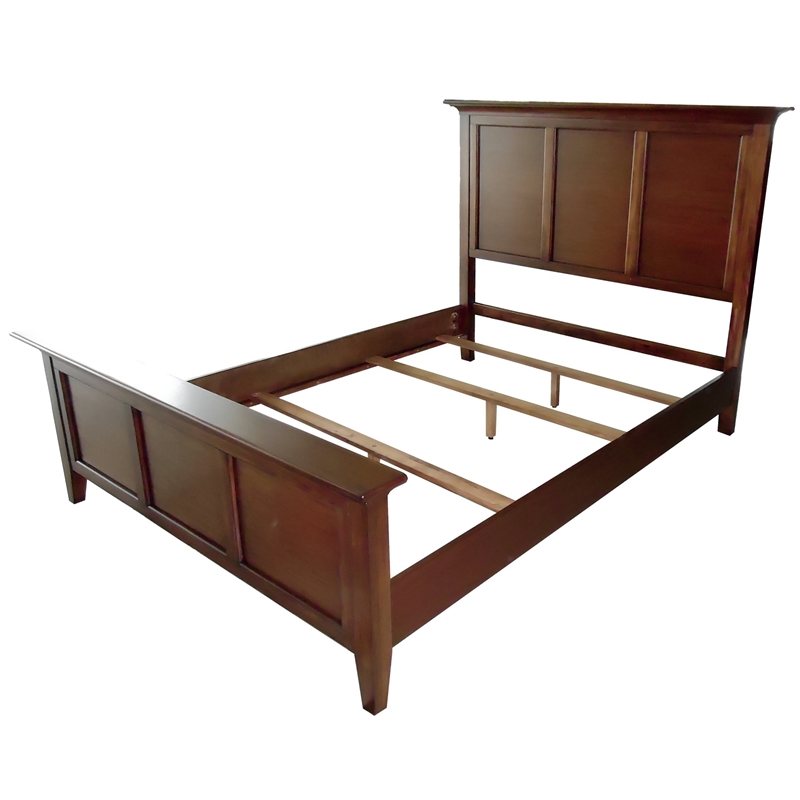 Bowery Hill Transitional Solid Wood King Panel Bed in Cherry Brown