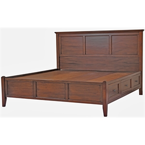Bowery Hill Transitional Solid Wood Queen Panel Storage Bed in Cherry Brown