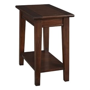 Bowery Hill Transitional Wood End Table with Bottom Shelf in Cherry Brown