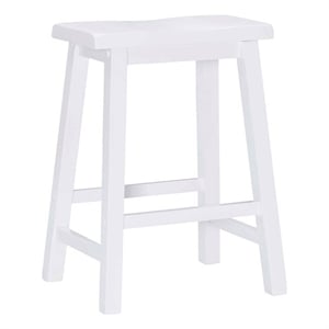 Bowery Hill 24&quot Transitional Wood Backless Saddle Seat Counter Stool in White