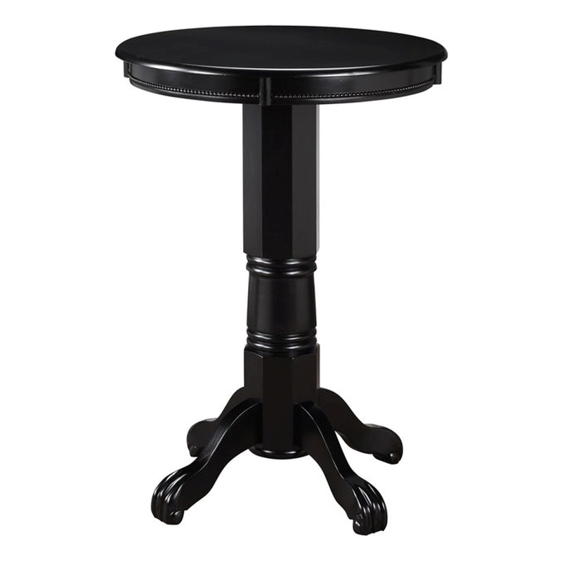 Bowery Hill Traditional Wood Pub Table with Claw and Ball Feet in Black