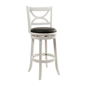 Bowery Hill 30&quot Farmhouse Wood Swivel Bar Stool in Buttermilk/Black