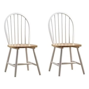 Bowery Hill 17.5&quot Wood Dining Chair in White/Natural (Set of 2)