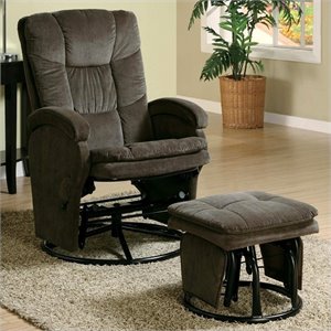 bowery hill glider recliner and ottoman in chocolate and black