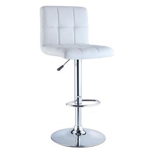 Bowery Hill Adjustable Bar Stool in White and Chrome