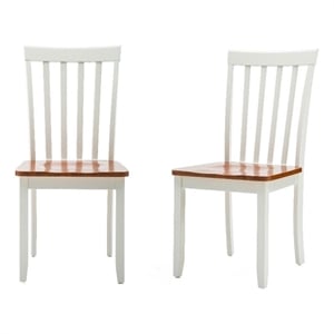 Bowery Hill 18&quot Wood Dining Chair in Cream/Honey Oak (Set of 2)