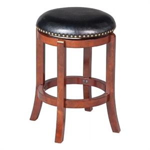 Bowery Hill Wood Bar Stool Chair in Cherry With Rotating Round Seat & Footrest