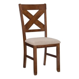 Bowery Hill 18.75&quot X Back Wood Dining Chair in Dark Hazelnut Brown (Set of 2)