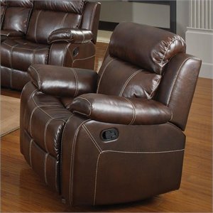 bowery hill faux leather glider recliner in chestnut