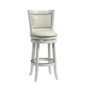 Bowery Hill 29&quot Bonded Leather Swivel Bar Stool in Buttermilk