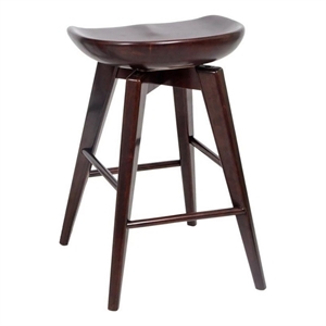 Bowery Hill 26.25&quot Contour Seat Wood Swivel Counter Stool in Cappuccino