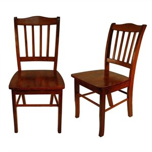 Bowery Hill 18&quot Farmhouse Wood Dining Chair in Walnut (Set of 2)