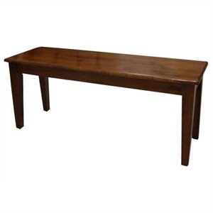 Bowery Hill 18&quot Farmhouse Solid Rubberwood Dining Bench in Walnut
