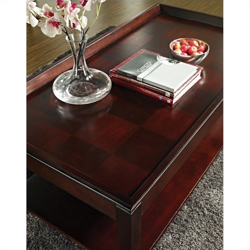 Bowery Hill Lift Top Cocktail Table with Casters in Multi-Step Cherry