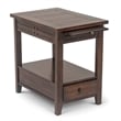 Bowery Hill Rustic Wood Chairside End Table with Pull-out Tray in Cherry