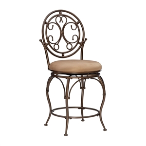 Bowery Hill 24&quot Big Tall Metal Counter Stool Scroll Back in Bronze
