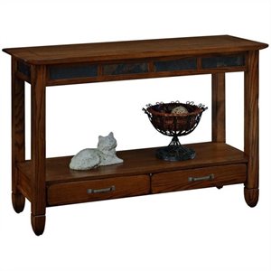 bowery hill storage console table in rustic oak