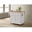 Bowery Hill Transitional Wood Kitchen Cart with Drop Leaf in Natural Brown/White