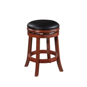 Bowery Hill 25.5&quot Wood & Faux Leather Swivel Counter Stool in Cherry/Black