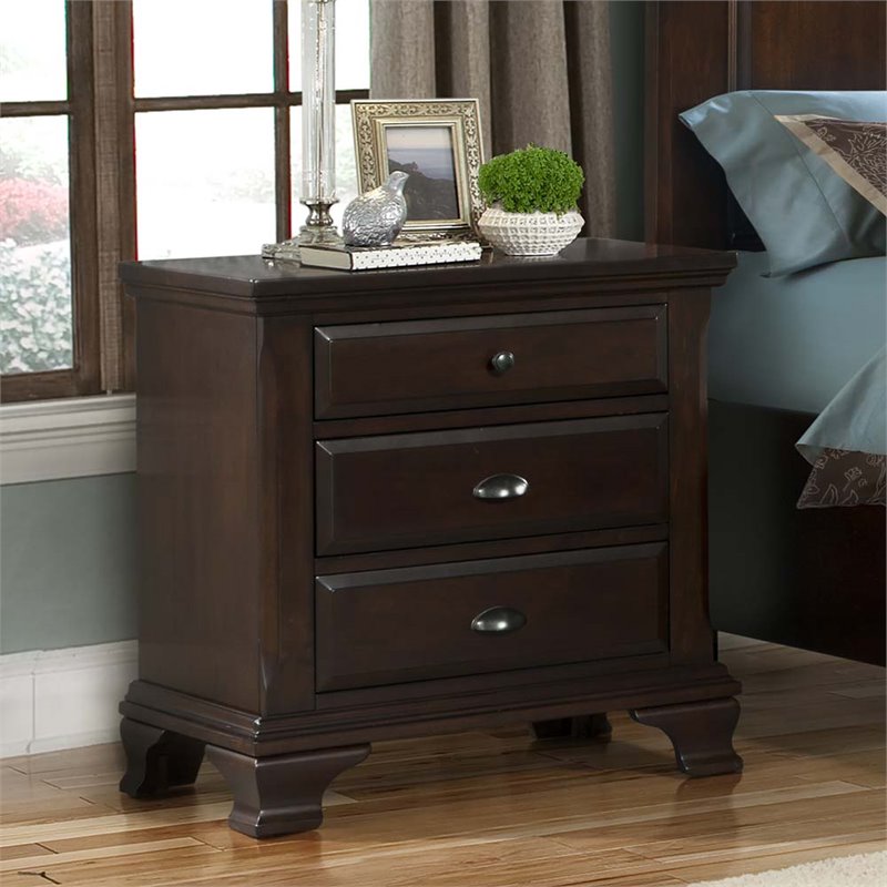 Bowery Hill 3 Drawer Nightstand in Cherry