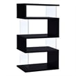 Bowery Hill Wood Black Bookcase Zigzag Contemporary 63