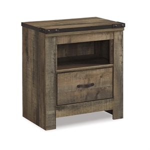 Bowery Hill 1 Drawer Wood Nightstand in Brown