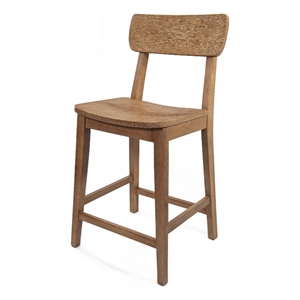 Bowery Hill Wood Bar Stool Chair in Brown With Square Seat & Footrest & Backrest