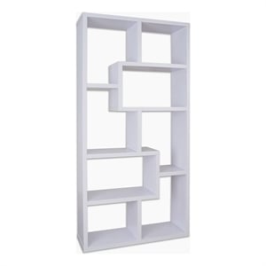 Bowery Hill 10-Shelf Contemporary MDF/Wood Veneer Bookcase in White