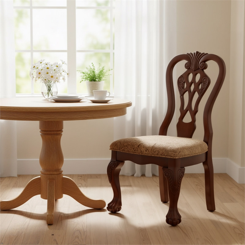Bowery Hill Traditional Wood Dining Chair in Brown Cherry (Set of 2)
