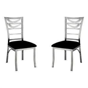 Bowery Hill 19&quot Contemporary Stainless Steel Dining Chair in Silver (Set of 2)