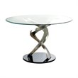 Bowery Hill Contemporary Glass Gray Finish Round Dining Table